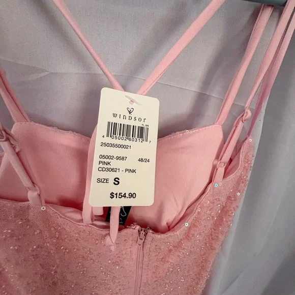 Windsor Kaitlyn Cowl Neck, Slit, Beaded, Sequin Formal Dress - Picture 2 of 6